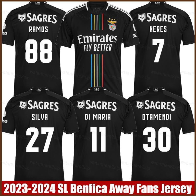 Áo bóng đá thể thao SL Benfica sân khách 2023-2024, in hình Otamendi, Silva, Ramos, Di Maria, Neres,