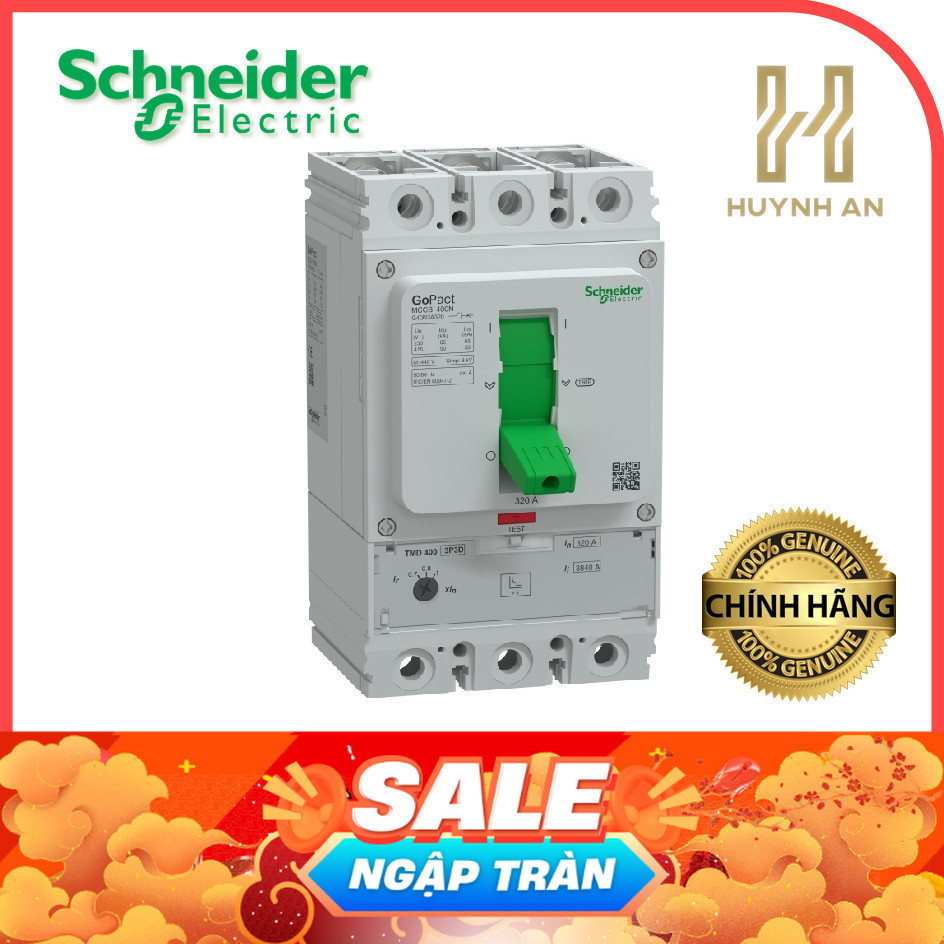 Cầu dao dạng khối MCCB GoPact 400F 3P 36kA chỉnh định 0.7-1xIn - Schneider Electric - G40F3A320 G40F