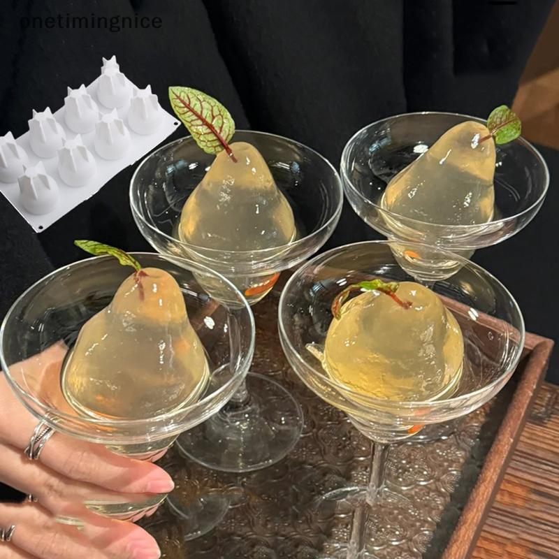 Onetimingnice 8 Khoang Bánh Silicon Lê 3D Cho Mousse, Brownies & Truffles OTN