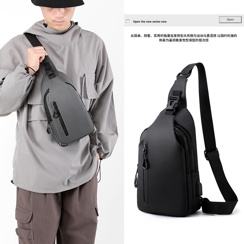 New Men's Chest Bag Korean Fashion Trendy Shoulder Bag Crossbody Sports Backpack Waterproof Chest Ba