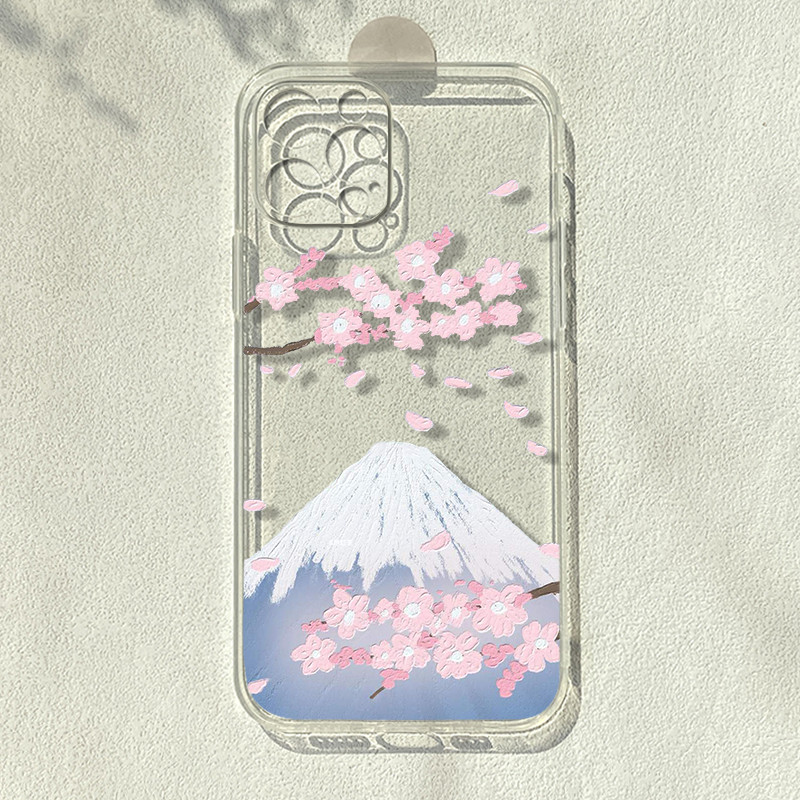 Sakura Mount Fuji Thích hợp cho Apple 14 Huawei nova9 Xiaomi 12 Glory vivos7 One Plus 8 Ốp điện thoạ