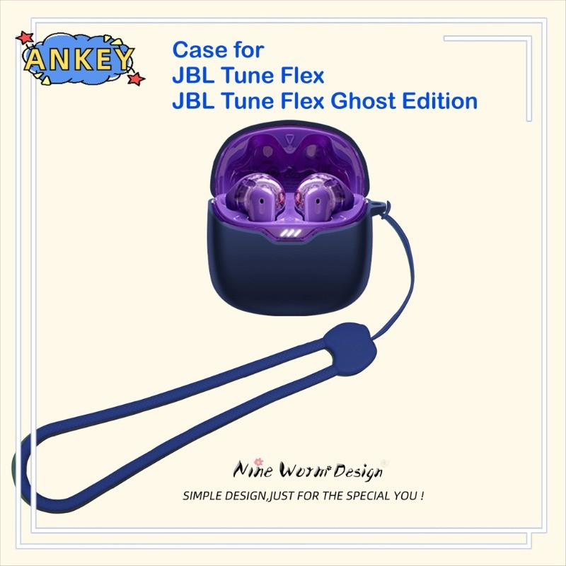 for JBL Tune Flex / Tune Flex Ghost Edition Protective Case Nylon Lanyard Soft Cover Shells Washable