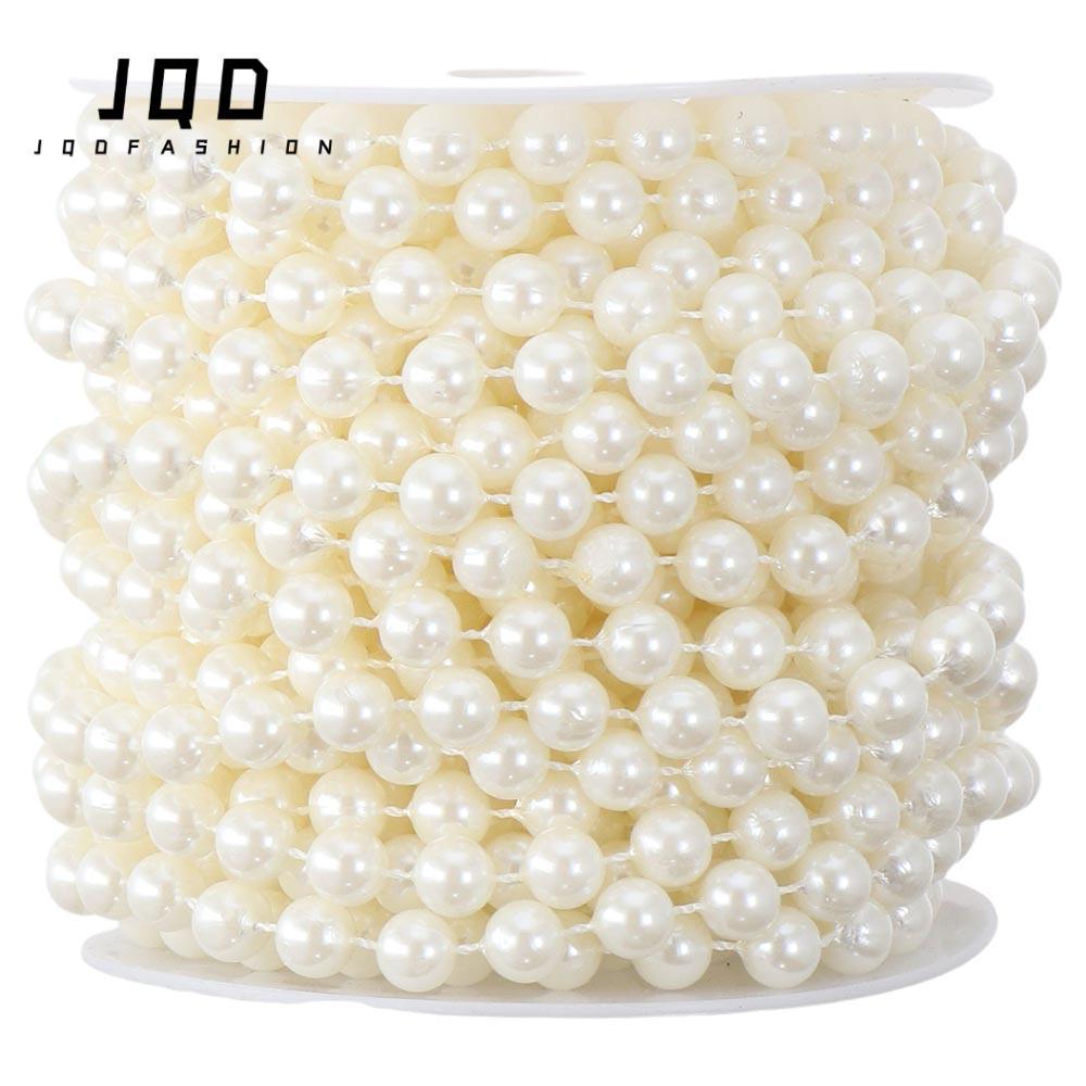 Hạt giả JQD, Dây ngà voi 8mm, Đồ thủ công DIY 33 Feet Dây ngọc trai đám cưới