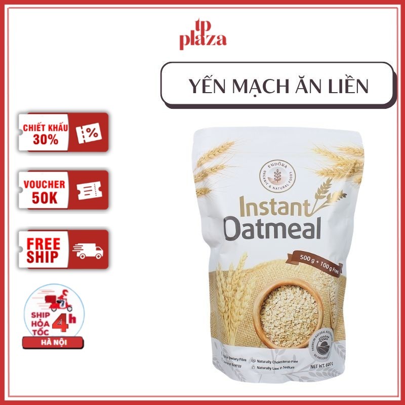 Yến Mạch Cán Mỏng Eudora Gói 600g - Yến mạch nguyên chất ăn liền Organic EUDORA