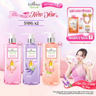  Combo 2 Sữa tắm dưỡng da thiên nhiên Pháp Enchanteur Naturelle hương hoa Lavender Iris Rose da thơm mịn sức sống 510g 