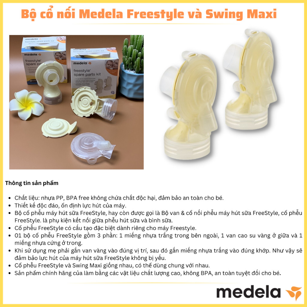 Bộ cổ hút cho máy hút sữa Medela FreeStyle, Swing maxi chính hãng medela | babyhope