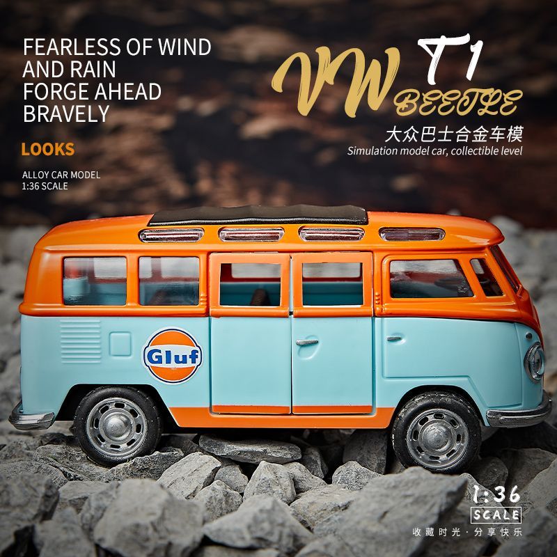 New Product#[Within a Week8400+People List]136Volkswagen Bus t1Toy Car Alloy Van Car Model Open Door