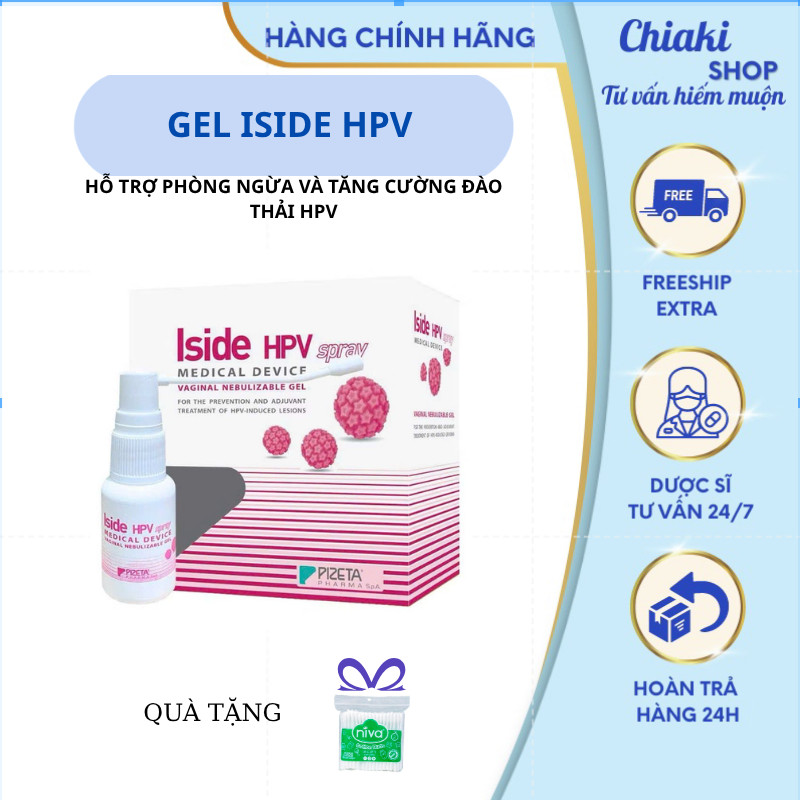Gel Xịt Iside HPV - Hỗ Trợ Tăng Đào Thải HPV, Cân Bằng pH, Tăng Cường Miễn Dịch (1 Bình Xịt&14 Vòi X