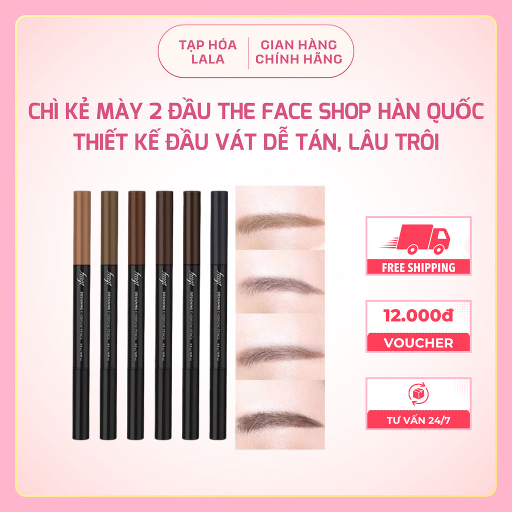 Chì Kẻ Mày 2 Đầu The Face Shop Designing Eyebrow Pencil Hàn Quốc Đầu Vát Dễ Tán Lâu Trôi
