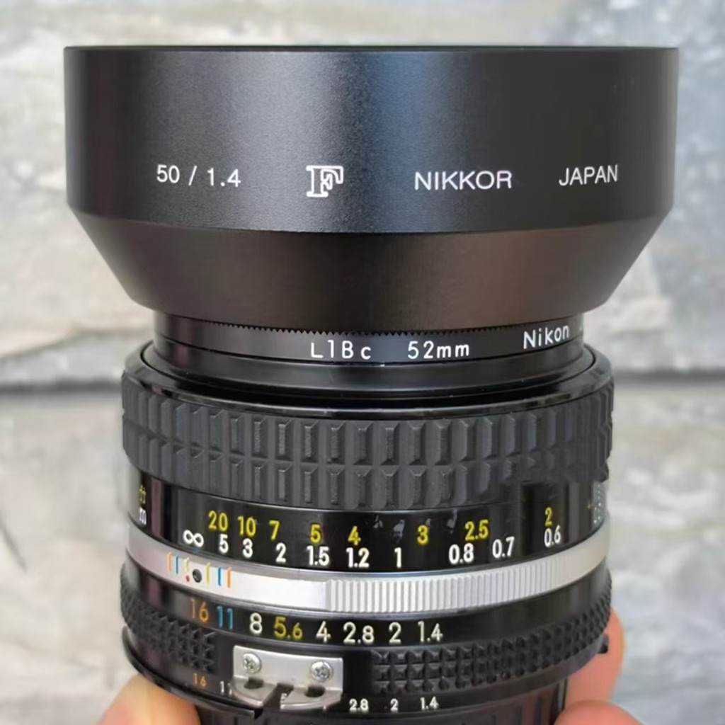 Mũ trùm đầu ống kính kim loại 52mm mới Thích hợp cho Nikon AUTO AI AIS 50 / 1.4 AF 50 / 1.4