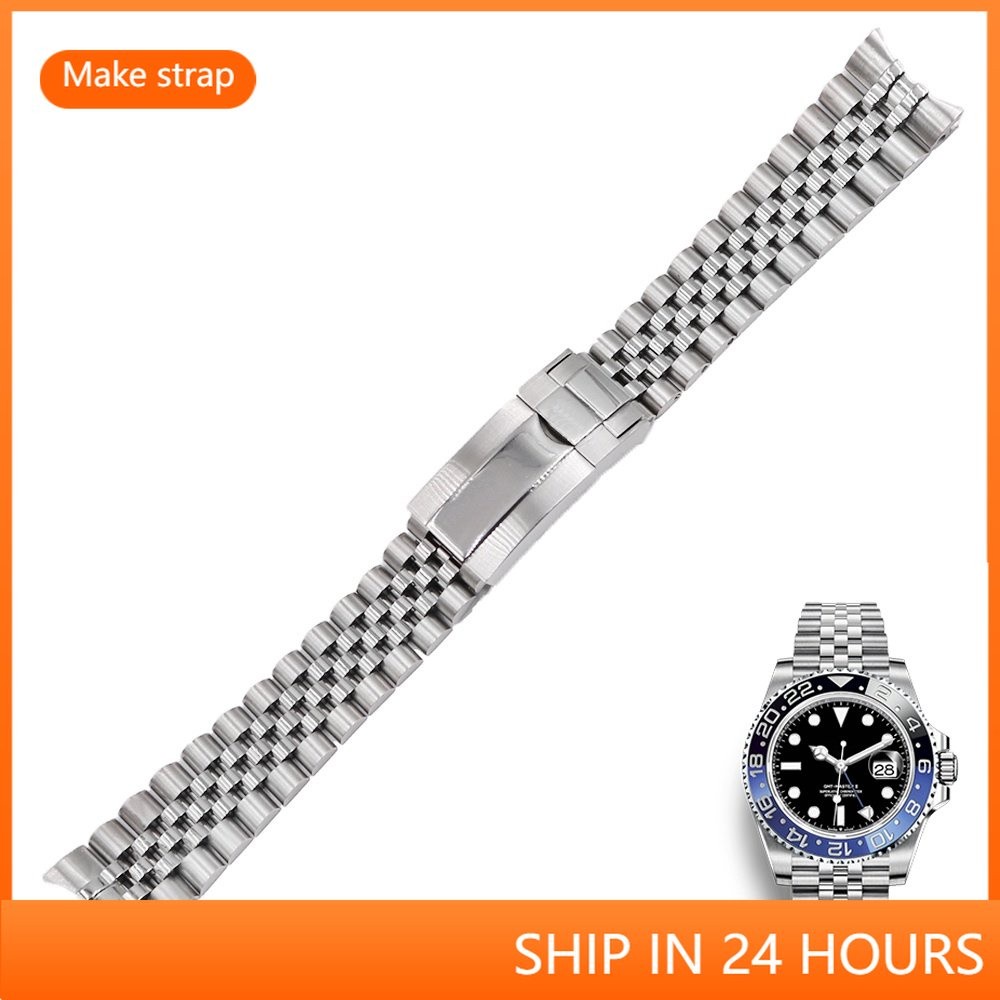 4/4✈Dành Cho Rolex GMT Master II Thép Không Gỉ Thay Thế Dây Đeo Cổ Tay Vòng Tay Năm Thánh Với Khóa H
