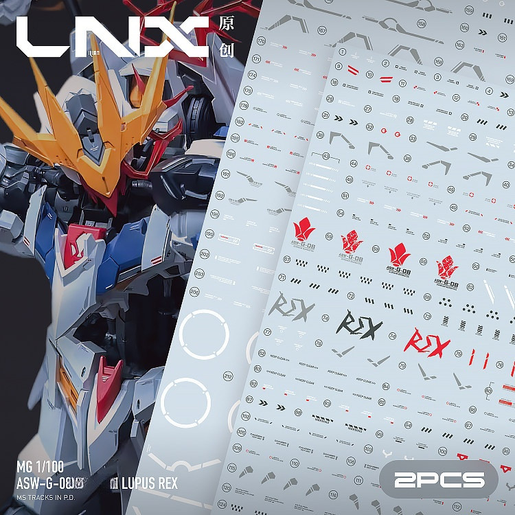 LNX Wolf MODEL Technology / Lunavor Fenrir Barbatos Lupus Rex Đề can trượt nước (Không bao gồm bộ dụ