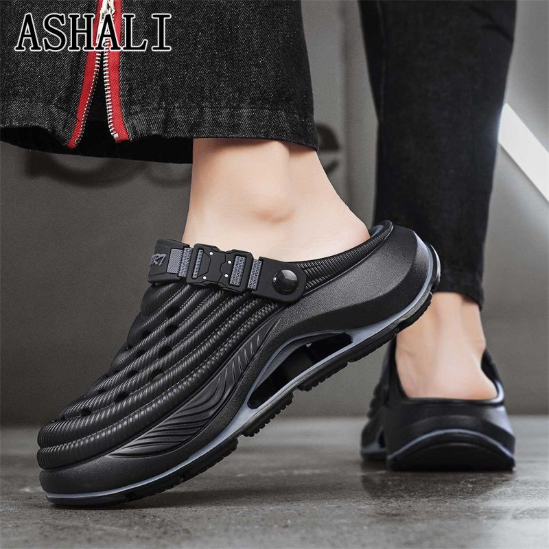 ASHALI Đế Mềm Nhẹ Lỗ Giày Nam Nữ Chống Trơn Trượt Đế Dày Dép Trong Nhà Ngoài Trời Đi Biển Dép Ngoài 