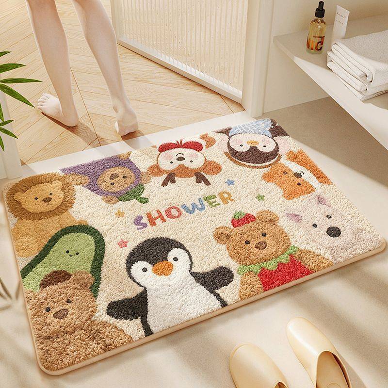Bathroom Absorbent Floor Mat Cashmere-like Thickened Absorbent Bathroom Dedicated Floor Mat Cartoon 