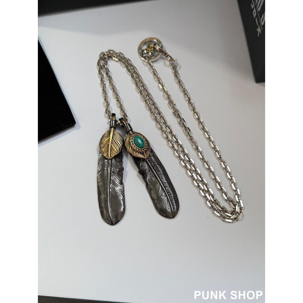 Vòng cổ GOROS Bạc 925 Bộ lông vũ dát ngọc lam Vòng cổ đen 0325