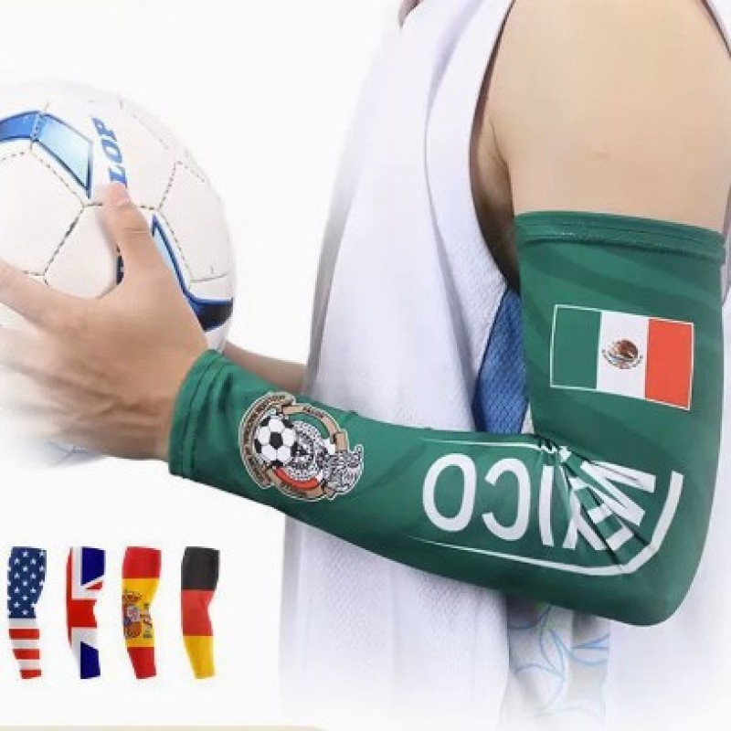Quần Áo Kéo Tay Polyester chống nắng - Phong Cách Flag của Mexico, Perfect cho Fan Bóng Đá