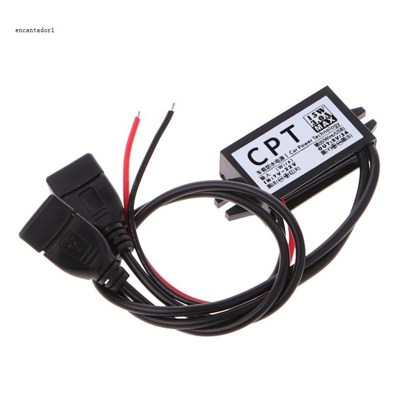 Bộ Chuyển Đổi EC DC 12V Sang 5V 3A 2 USB Sang Tự Động Bộ Điều Chỉnh Điện Áp Bước Xuống 15W 3A