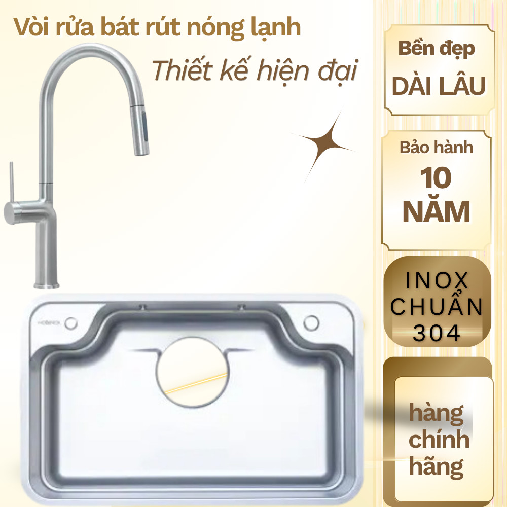 Chậu Rửa Bát 1 Hố Nobinox Arvo B085 85x50cm Inox 304 POSCO Thương Hiệu Ý