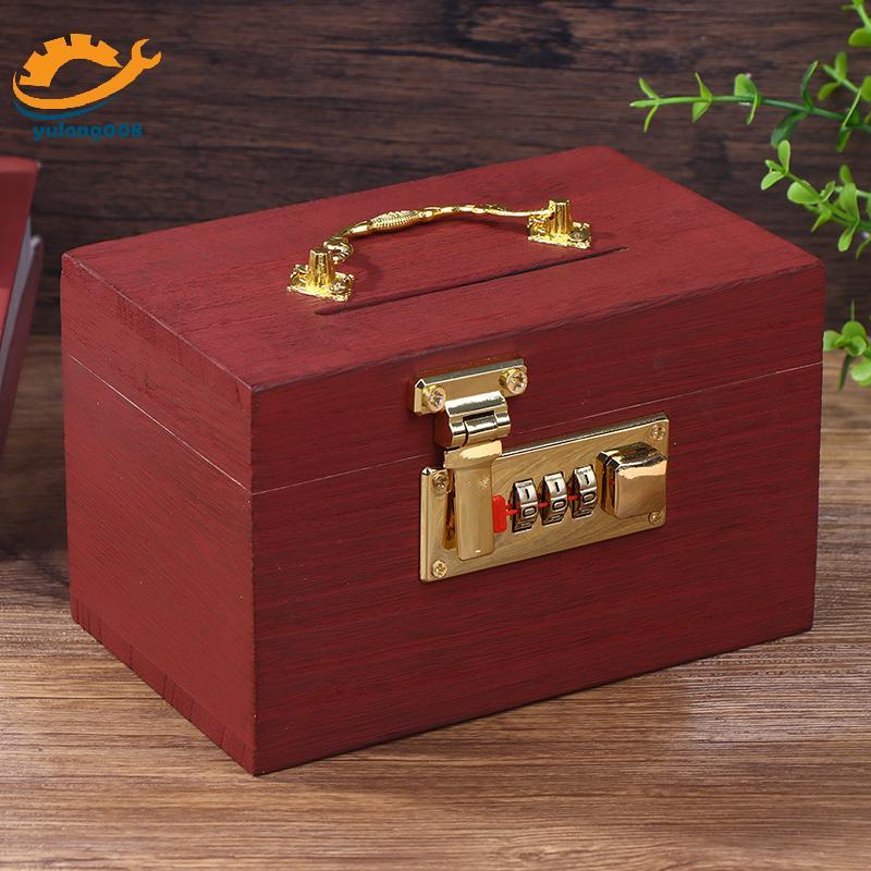 [MR] Hộp Gỗ Mật Khẩu Lo Tiết Kiệm Tiền Hộp Đựng Tiền Xu Heo Đất Tổ Chức Với Lo Hộp Kho Báu Cho Thẻ Đ