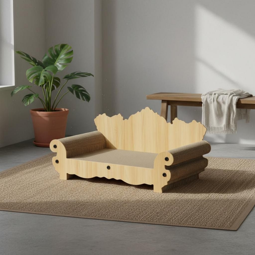 Lâu trôi Chaise Lounge Cat Scratcher Giấy gợn sóng tiện dụng Cat Lounge Thiết kế rộng rãi cho mèo co