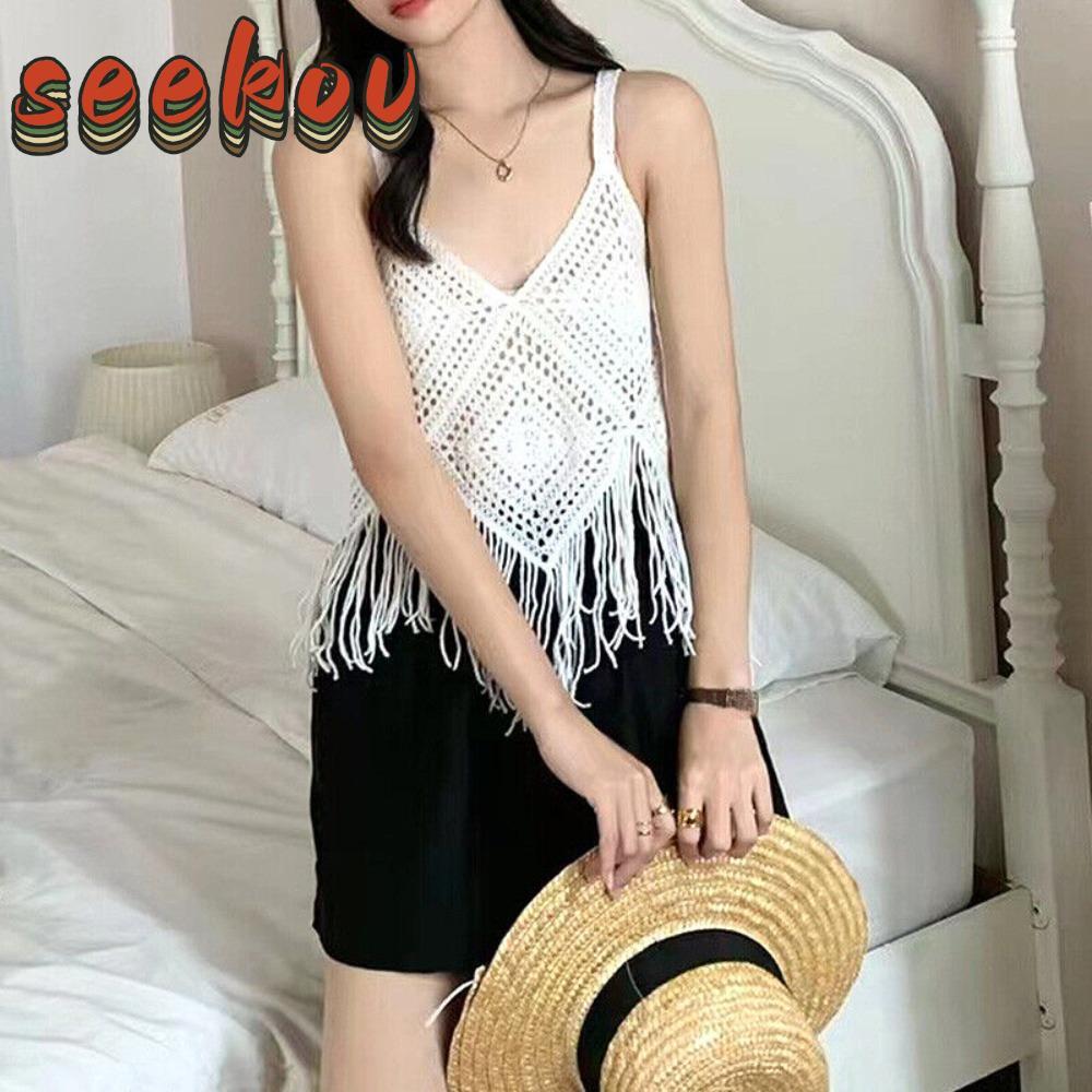 Áo len dệt kim style boho, chất liệu cotton, phù hợp đi biển