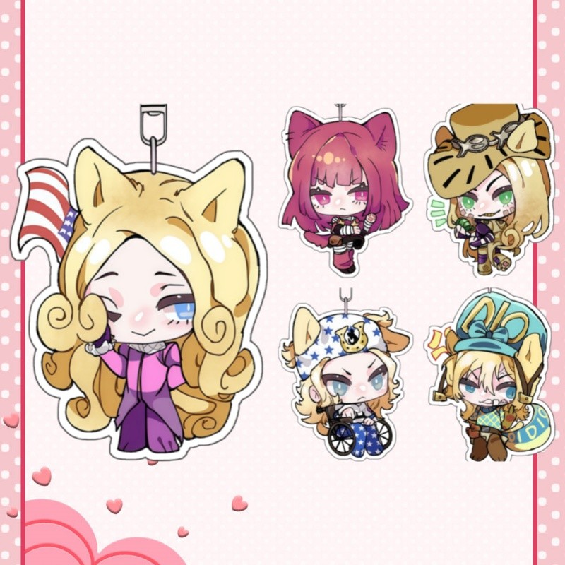 5Cm Acrylic Keychain for Steel Ball Run  Johnny Joestar Gyro Zeppeli Anime Keychain Decorative Penda