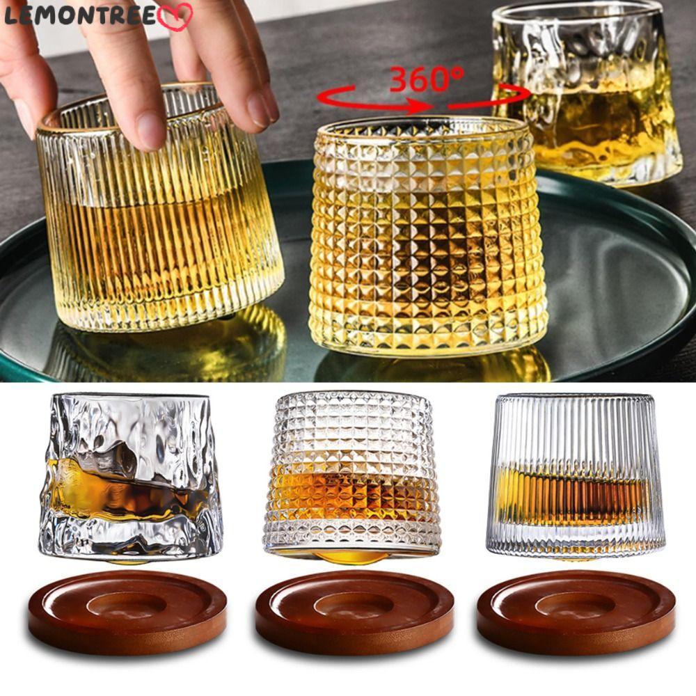 Cốc thủy tinh LEMONTREE, Xoay 360 với Đế xoay Whisky Glass, Crystal Rum Glass Party Drinking Glass S