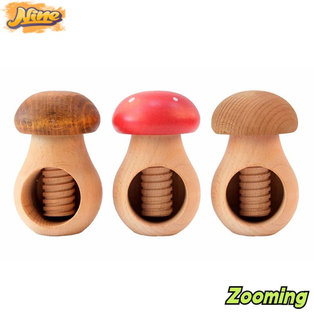 ZOOMING Nutcracker, Kìm hình nấm dễ nứt, Kẹp Pecans bằng gỗ đa chức năng thực tế