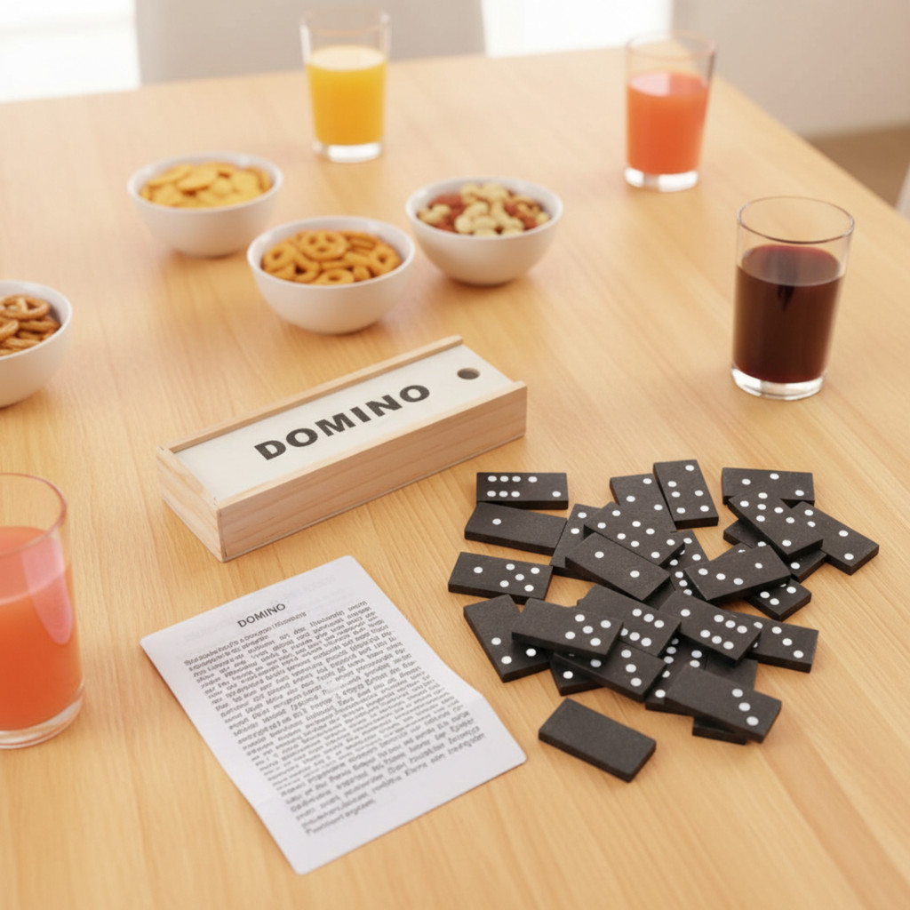 Sharprepublic Double Six Dominoes Set kèm hộp gỗ, đồ chơi, Domino truyền thống, Classic