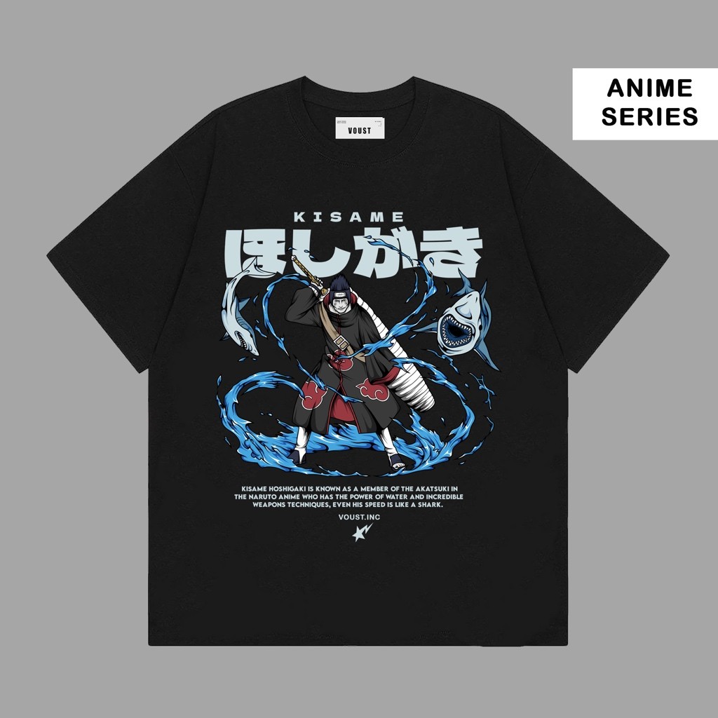 Áo thun Voust Kisame Akatsuki màu đen | Anime Naruto