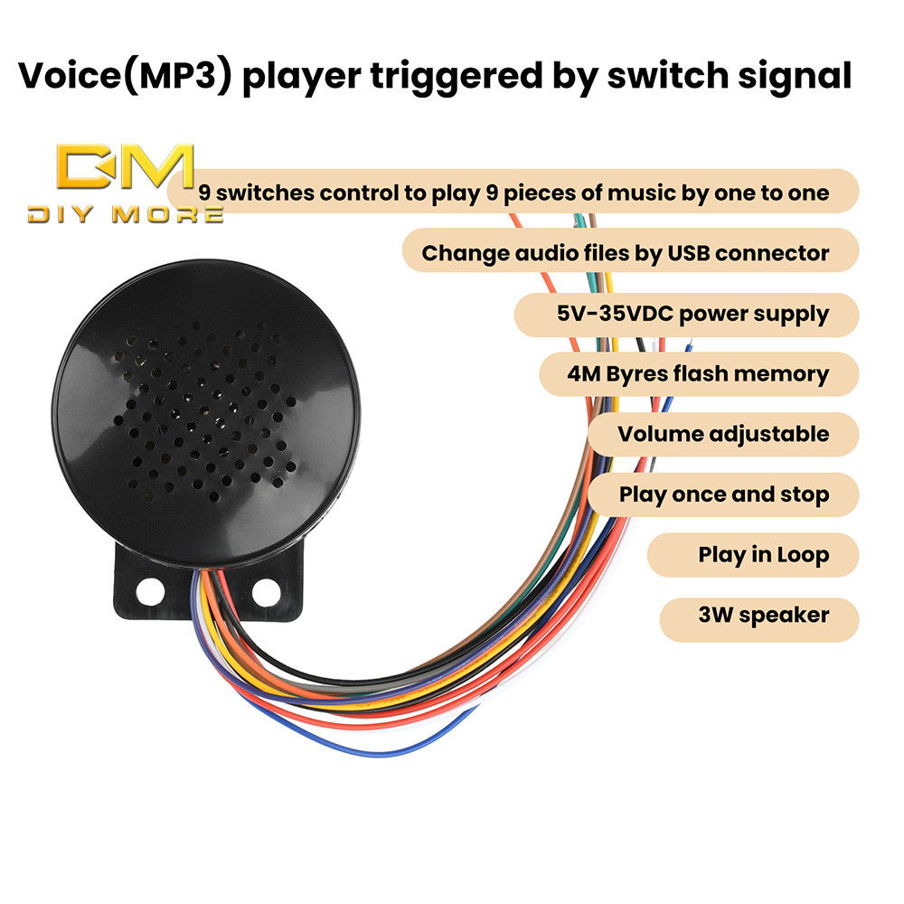 DIYMORE DC 5V / DC6-35V Nhắc nhở bằng giọng nói với nhiều kích hoạt, Máy nghe nhạc Mp3, Mô-đun âm th