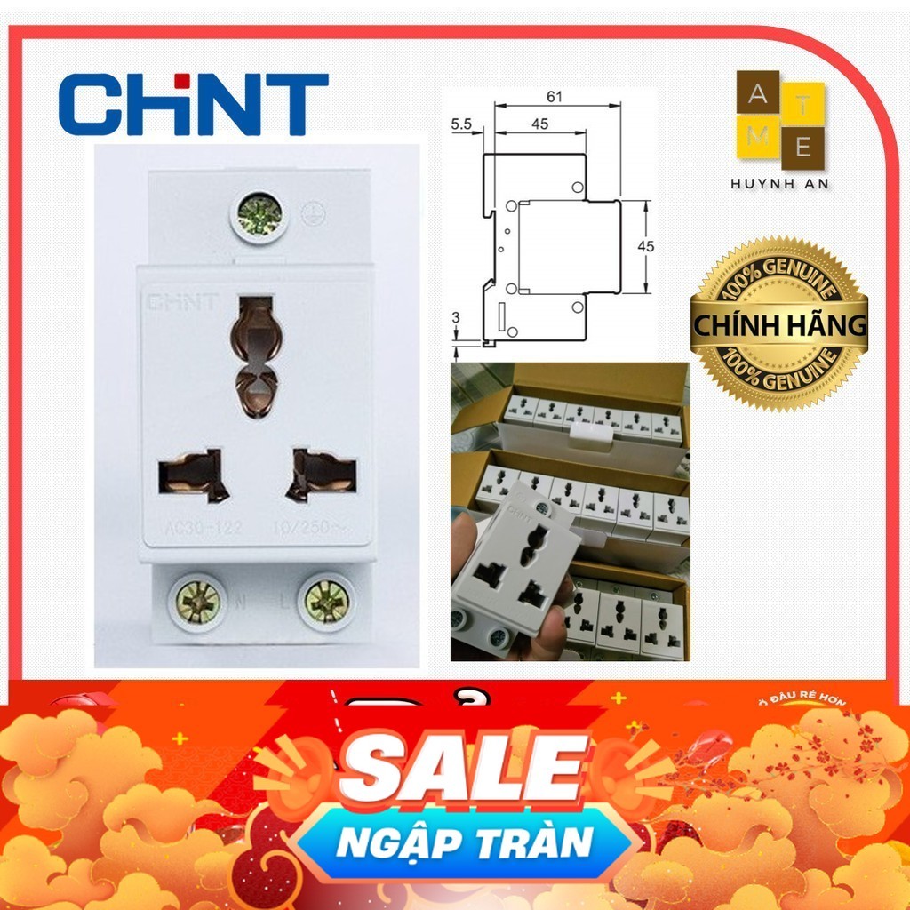 Ổ cắm 3 chấu cài thanh DIN Rail tủ điện, AC30-124 - Hãng CHINT