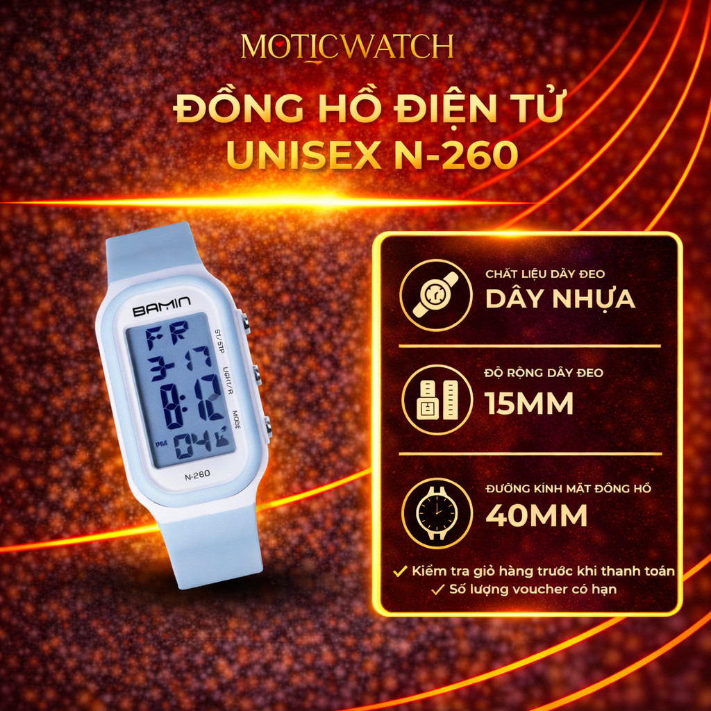 Đồng Hồ Điện Tử Thể Thao Trẻ Em Dây Cao Su Chống Nước Model Dash  N-260 Sale