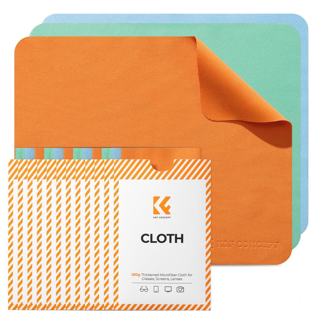 K&F CONCEPT Cleaning Cloth Eyeglasses Wipe, 12 Pieces, Ultra-Fine Fiber Material, Microfiber, Indivi