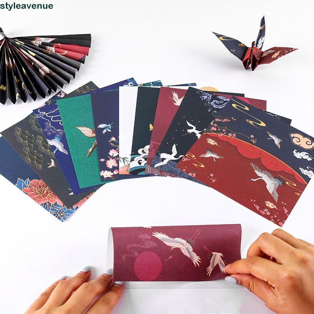 STYLEAVENUE 70 Cái / bộ Giấy in hình cần cẩu, Giấy Origami phong cách Trung Quốc vuông 14,2Cm, Giấy 