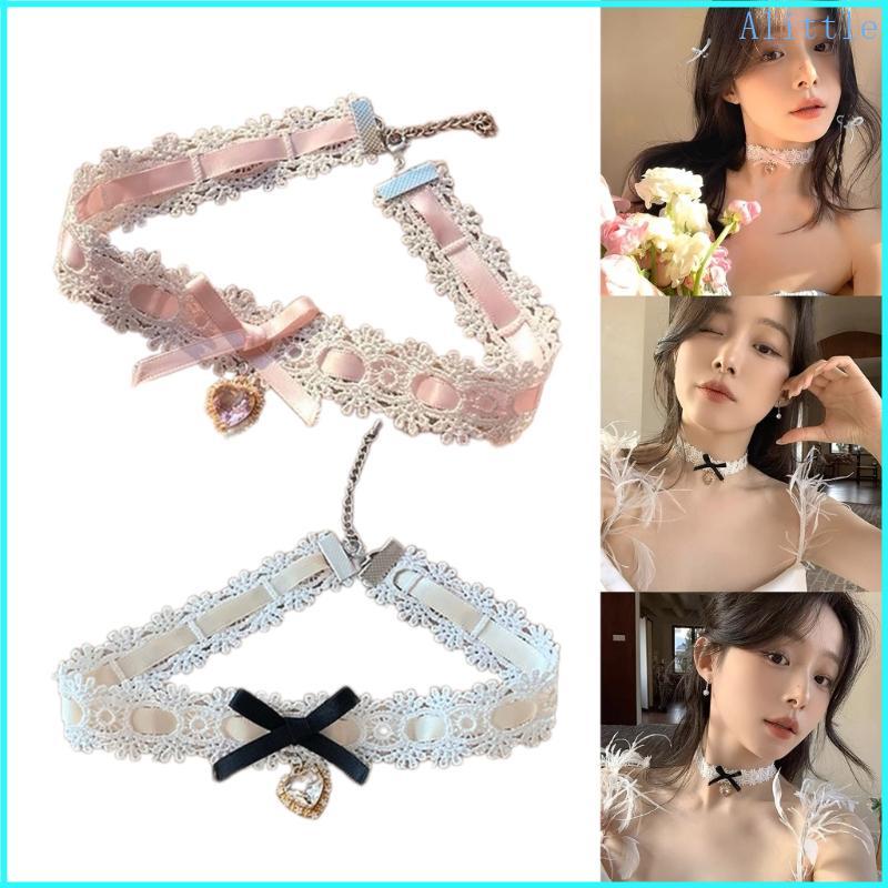 Alia Neckchain Chocker Nữ Với Nơ Và Hình Trái Tim