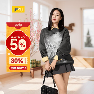  🌸SALE TẾT🌸 Áo thun nam nữ Sweater in tràn YODY trẻ trung có phần bụi bặm trên nền vải dày dặn GUA7008 