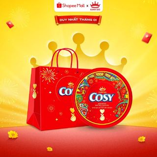   VC 15%   CÓ TÚI GIẤY  Hộp Thiếc Quà Tết Bánh Quy Cosy Tết Thập Cẩm Sôcôla Hộp 390g - LIVE 