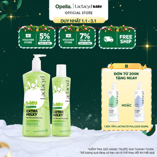  Bộ Sữa Tắm Gội Trẻ Em Lactacyd Baby Extra Milky Size Jumbo 800ml + Chai Sữa Tắm Gội Trẻ Em Extra Milky 250ml 