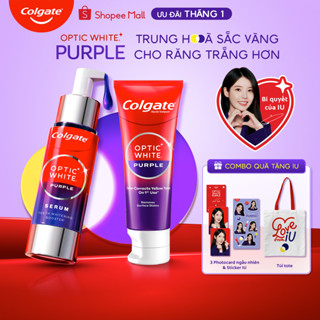  Bộ Kem đánh răng & Serum Colgate trắng răng Optic White Purple x IU - Trung hòa sắc vàng cho răng trắng sáng 
