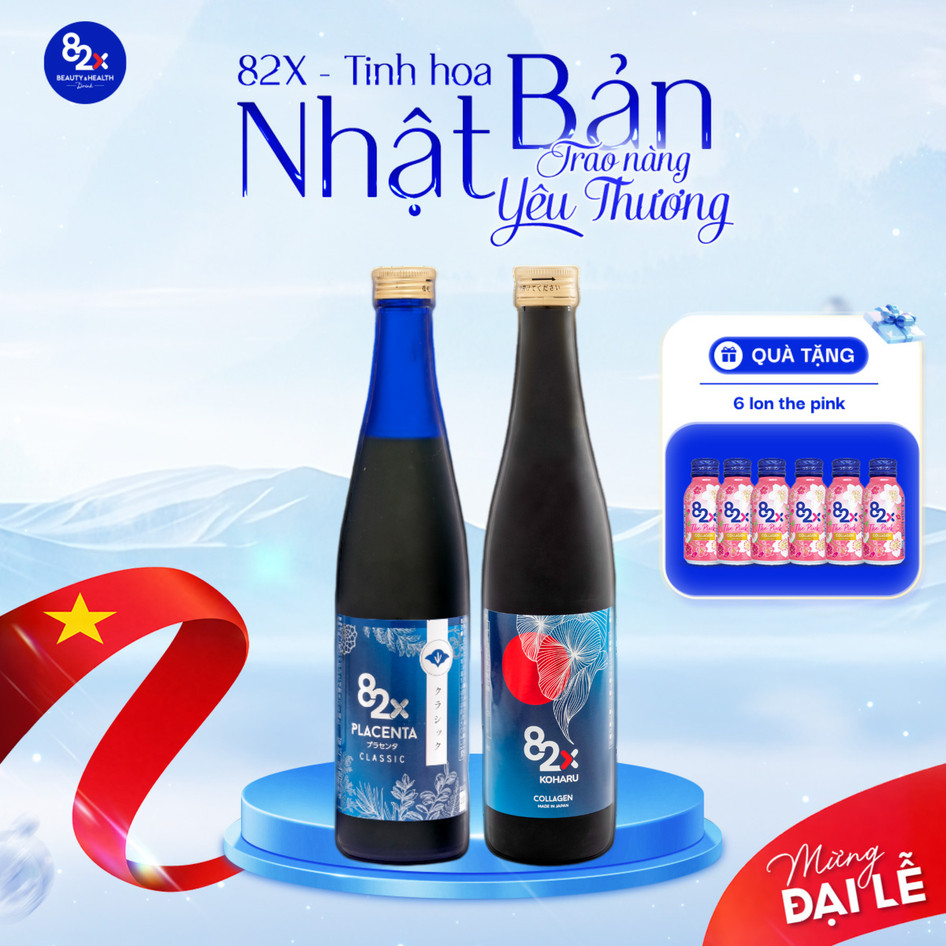 Combo 2 Chai Nước Uống Collagen 82X Gồm PLACENTA CLASSIC - COLLAGEN KOHARU (500ml/Chai)