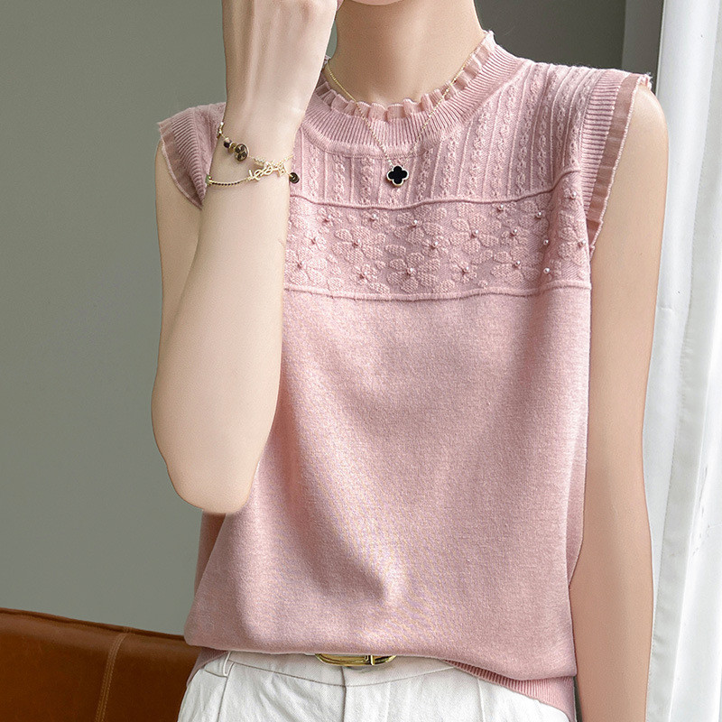 Áo ren dâu tằm mỏng, kiểu dángjacquard, dễ mix layer - Mamalovevn