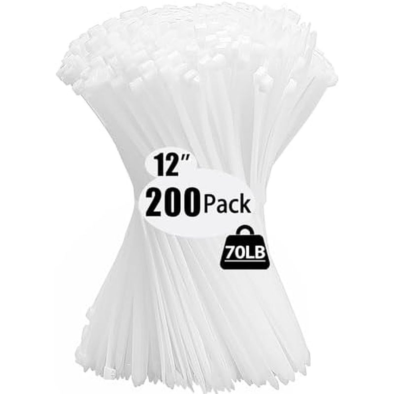 200 gói Dây buộc dây Zip Dây buộc cáp 12 Inch Dây buộc dây trong suốt với độ bền kéo 70 pound, Dây b