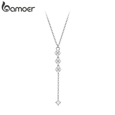 Vòng cổ Bamoer thiết kế cỏ ba lá, phù hợp làm quà tặng và trang sức nữ