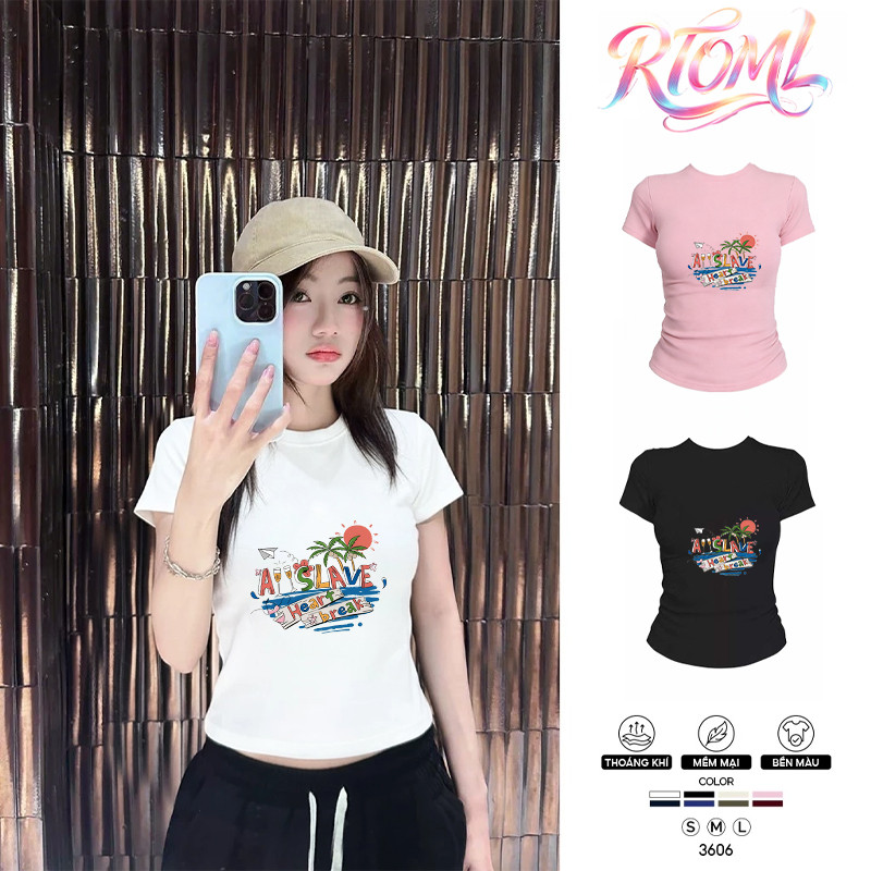 COD✅ (Hồ Chí Minh)RTOML Áo thun nữ ôm body co giãn, tay ngắn thời trang nữ, dễ mặc dễ phối DR002