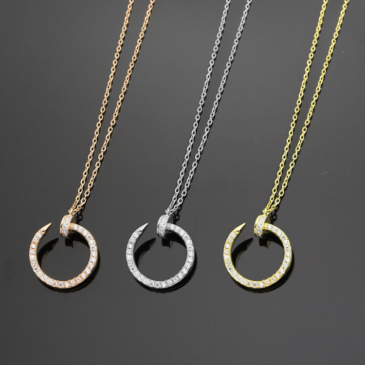 925Silver studded necklace with diamonds925Sterling Silver Necklace18K Rose gold necklace