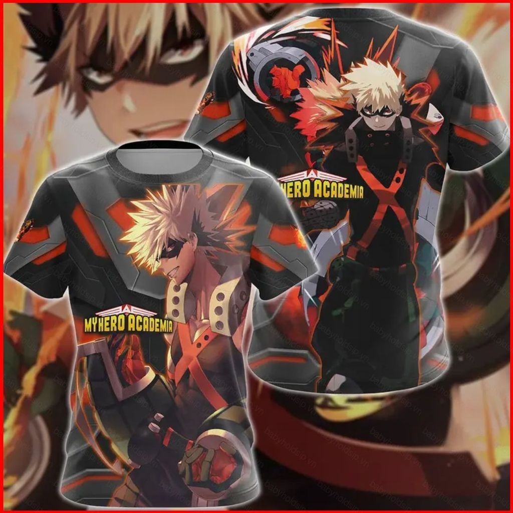 Áo thun cosplay Midoriya Izuku My Hero Academia, vải fullgraphic, tay ngắn, phù hợp mùa hè