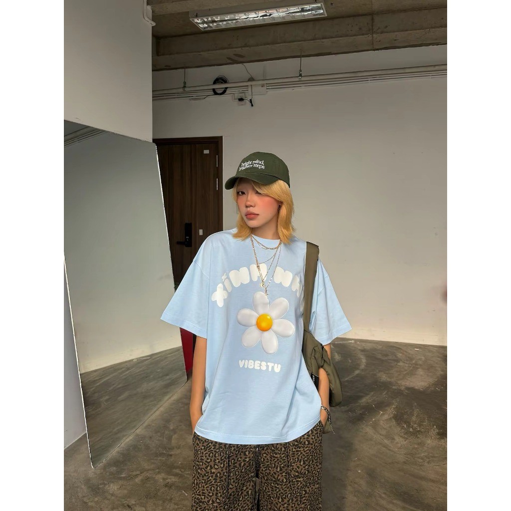 Áo Thun Local Brand " Xinh Như Hoa ", Áo Thun Boxy Form Rộng Unisex 250Gsm 100% Cotton VIBESTU | BigBuy360 - bigbuy360.vn