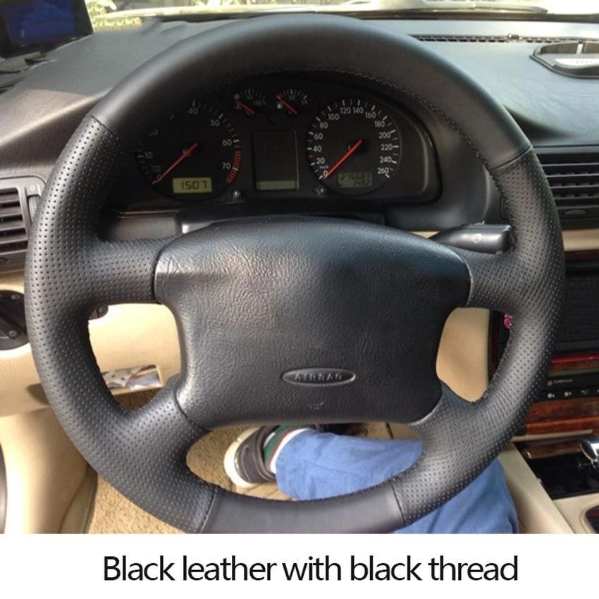 DIY Tay Khâu Màu Đen Nhân Tạo Da Vô Lăng Ô Tô Dành Cho Xe Volkswagen Skoda Octavia 1999-2005 Passat 