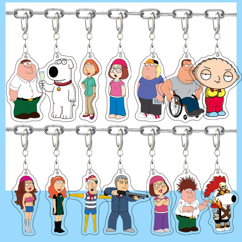 Family Guy Acrylic Keychain with Stewie, Brian & Peter - Fun Fan Gift - Cool Daily Collectible for B